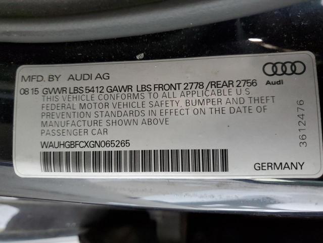 WAUHGBFCXGN065265 - 2016 AUDI A6 PRESTIGE ნაცრისფერი ფოტო 12