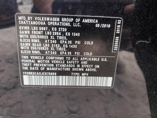 1V2RR2CAXJC575959 - 2018 VOLKSWAGEN ATLAS SEL Qara foto 13