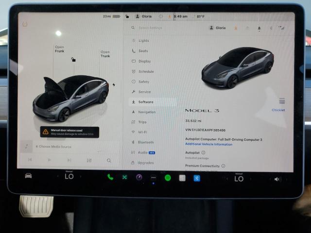 5YJ3E1EAXPF385486 - 2023 TESLA MODEL 3 灰色 照片 9