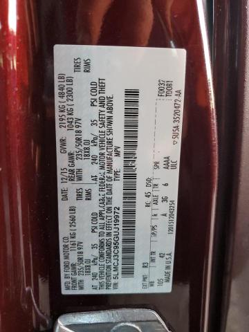 5LMCJ3C95GUJ19972 - 2016 LINCOLN MKC RESERVE BURGUNDY photo 12