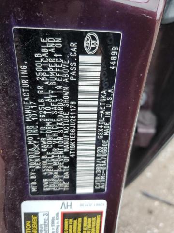 4T1BK1EB6JU281178 - 2018 TOYOTA AVALON XLE Каштановый фото 12