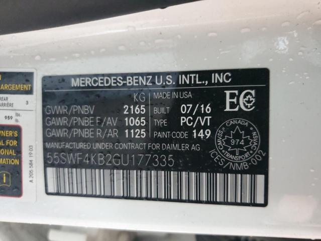 55SWF4KB2GU177335 - 2016 MERCEDES-BENZ C 300 4MATIC WHITE photo 13