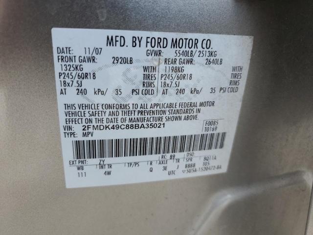 2FMDK49C88BA35021 - 2008 FORD EDGE LIMITED GRAY photo 13