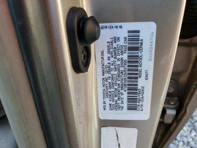 4T1BE32K12U537395 - 2002 TOYOTA CAMRY LE TAN photo 12