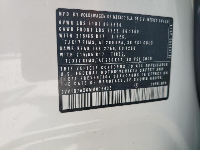 3VV1B7AX6MM016436 - 2021 VOLKSWAGEN TIGUAN S თეთრი ფოტო 13