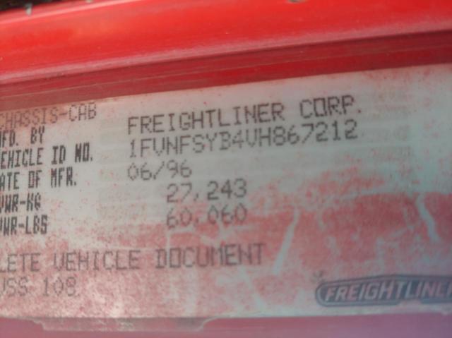 1FVNFSYB4VH867212 - 1997 FREIGHTLINER CONVENTION FLD120 RED photo 10