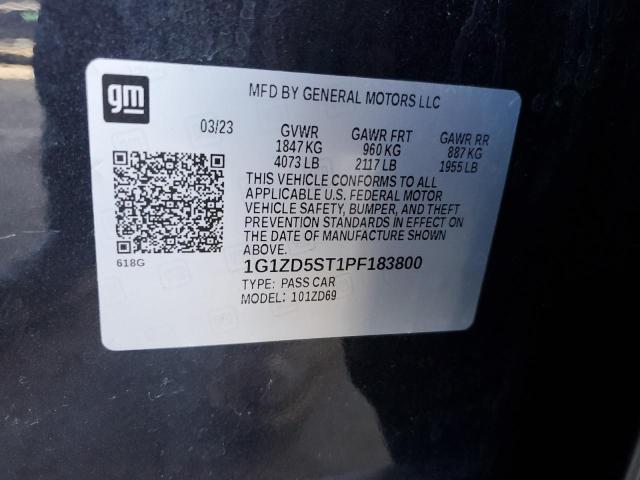 1G1ZD5ST1PF183800 - 2023 CHEVROLET MALIBU LT CHARCOAL photo 13