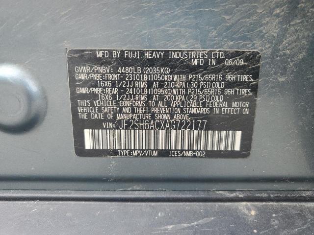 JF2SH6ACXAG722177 - 2010 SUBARU FORESTER 2.5X TEAL photo 12