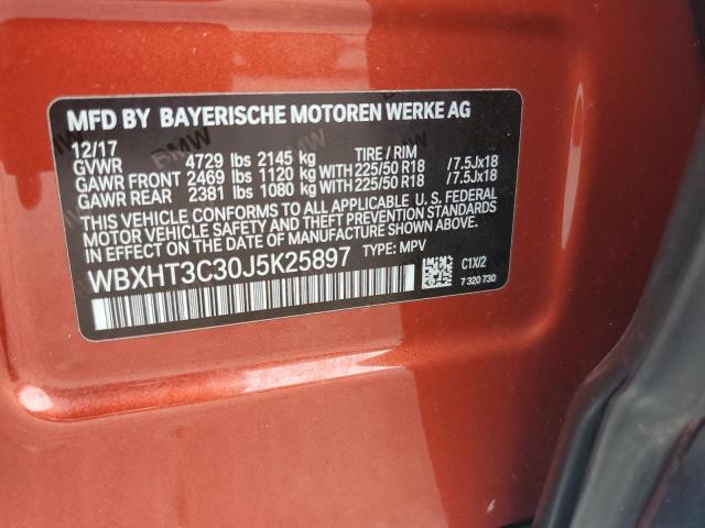 WBXHT3C30J5K25897 - 2018 BMW X1 XDRIVE28I ORANGE photo 12