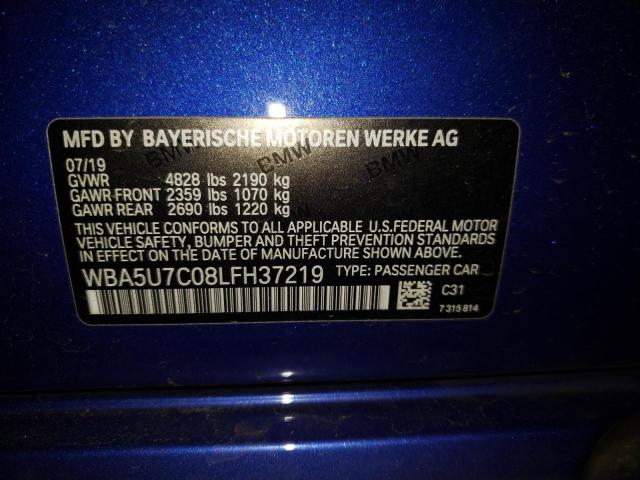 WBA5U7C08LFH37219 - 2020 BMW M340I BLUE photo 12