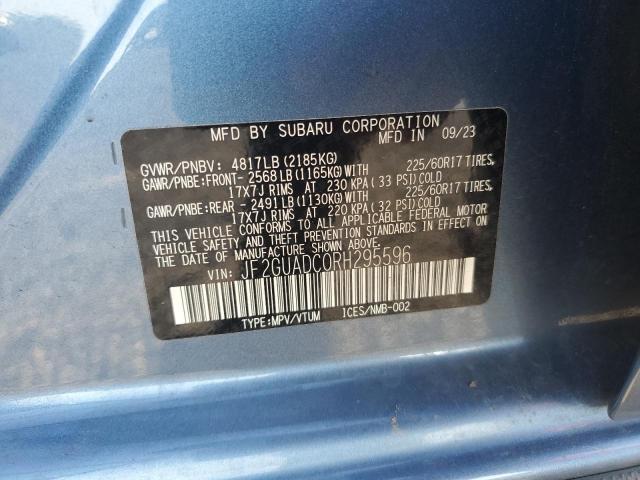 JF2GUADC0RH295596 - 2024 SUBARU CROSSTREK PREMIUM BLUE photo 12
