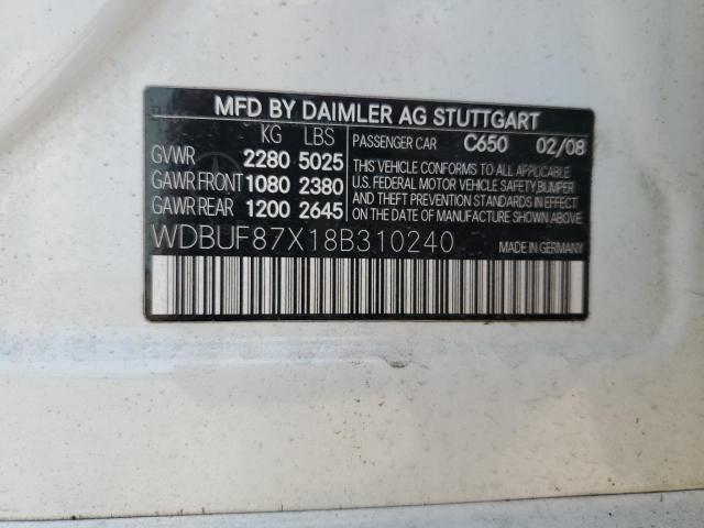 WDBUF87X18B310240 - 2008 MERCEDES-BENZ E 350 4MATIC WHITE photo 13