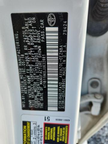 4T1B11HK6JU632881 - 2018 TOYOTA CAMRY L თეთრი ფოტო 12