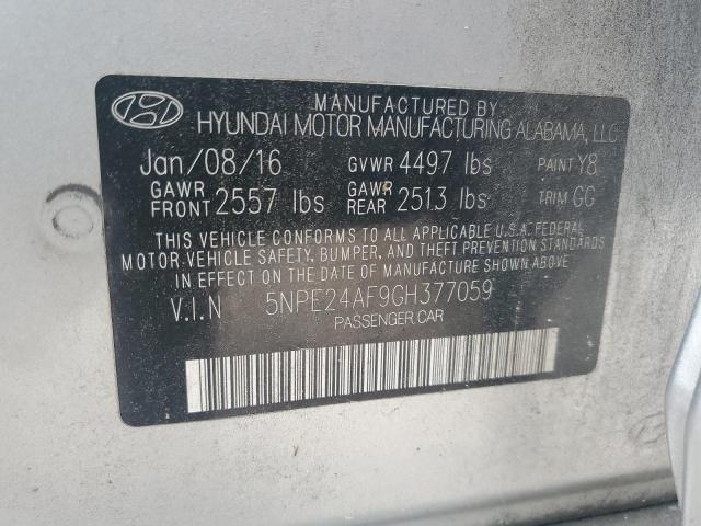 5NPE24AF9GH377059 - 2016 HYUNDAI SONATA SE SILVER photo 12