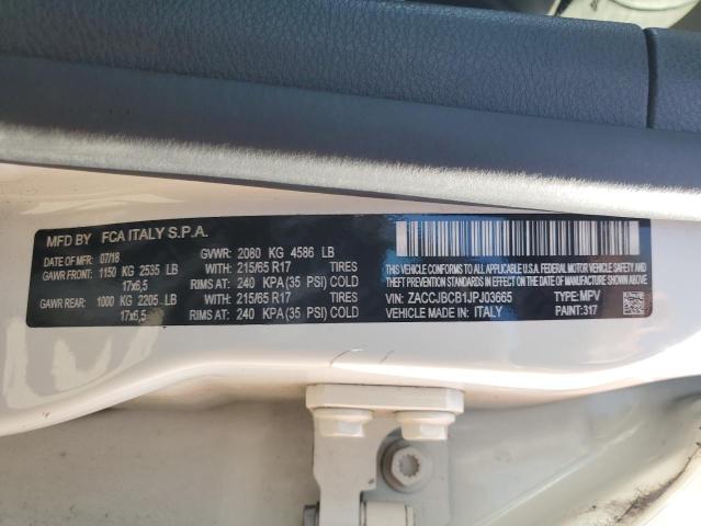 ZACCJBCB1JPJ03665 - 2018 JEEP RENEGADE TRAILHAWK WHITE photo 13