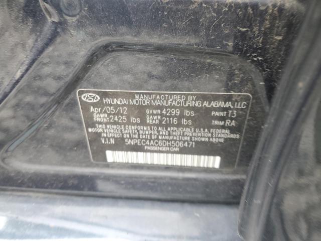 5NPEC4AC6DH506471 - 2013 HYUNDAI SONATA SE ლურჯი ფოტო 12