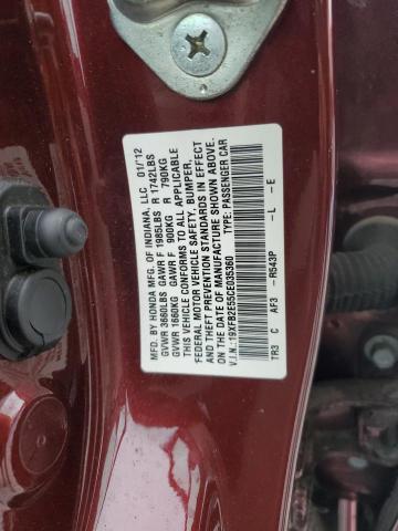 19XFB2E55CE035360 - 2012 HONDA CIVIC LX BURGUNDY photo 12