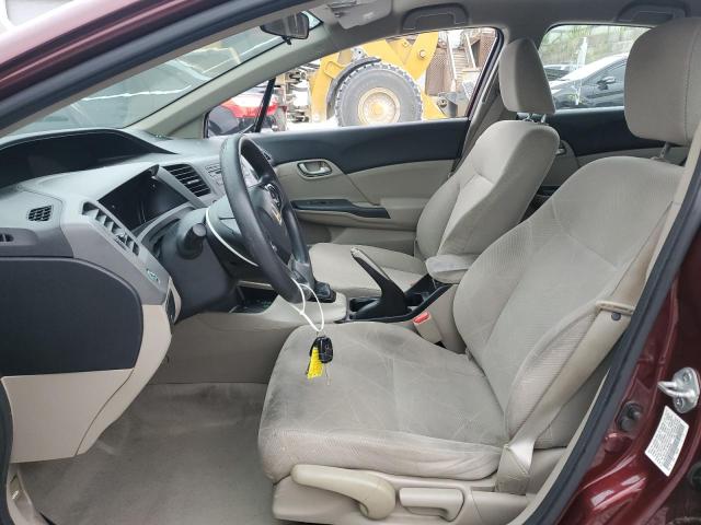 19XFB2E55CE035360 - 2012 HONDA CIVIC LX BURGUNDY photo 7