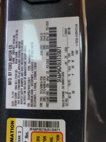 3FA6P0G70LR135871 - 2020 FORD FUSION S 灰色 照片 12