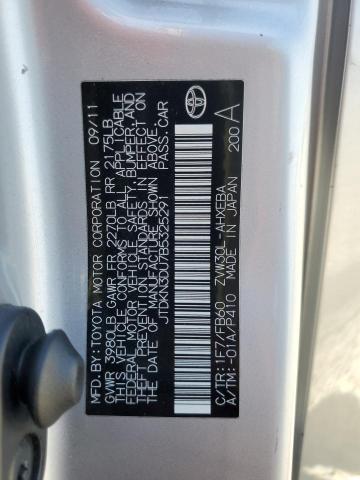 JTDKN3DU7B5325291 - 2011 TOYOTA PRIUS Gümüş foto 12