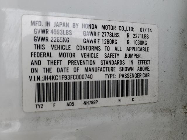 JH4KC1F93FC000740 - 2015 ACURA RLX ADVANC Weiß Foto 12