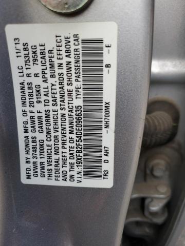 19XFB2F54DE096635 - 2013 HONDA CIVIC LX SILVER photo 12