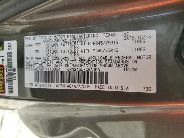 5TFUU4EN8FX118864 - 2015 TOYOTA TACOMA ACCESS CAB بني صورة 12