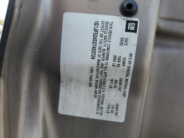 1G1JF524527463724 - 2002 CHEVROLET CAVALIER LS BEIGE photo 12