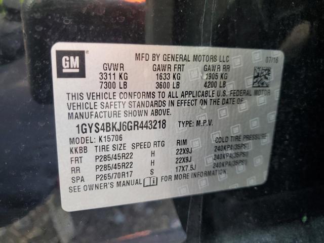 1GYS4BKJ6GR443218 - 2016 CADILLAC ESCALADE LUXURY Чорний фото 13