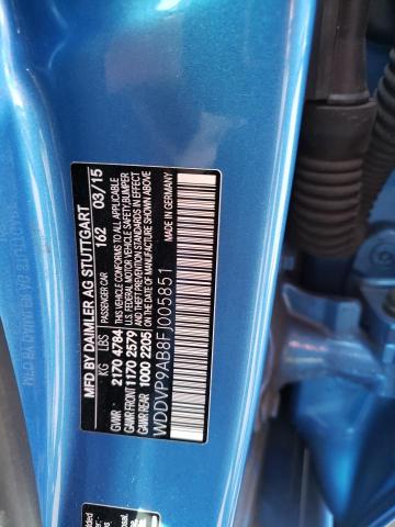 WDDVP9AB8FJ005851 - 2015 MERCEDES-BENZ B ELECTRIC BLUE photo 12