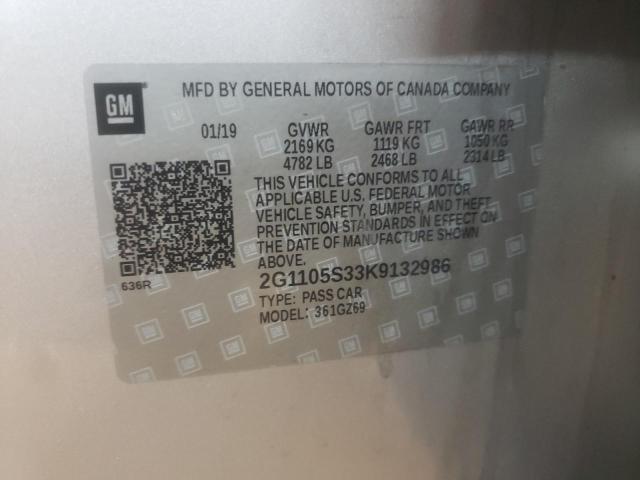 2G1105S33K9132986 - 2019 CHEVROLET IMPALA PREMIER 银色 照片 12