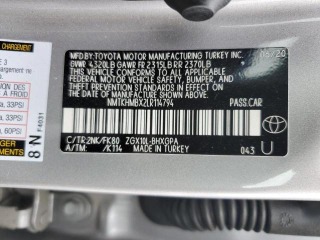 NMTKHMBX2LR114794 - 2020 TOYOTA C-HR XLE 银色 照片 12