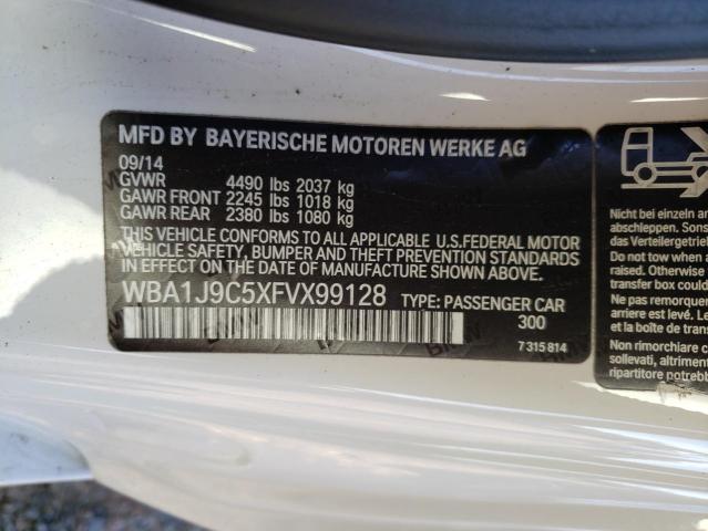 WBA1J9C5XFVX99128 - 2015 BMW M235XI WHITE photo 10