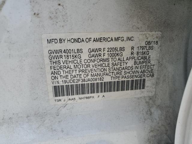19UDE2F38JA008182 - 2018 ACURA ILX BASE WATCH PLUS WHITE photo 12