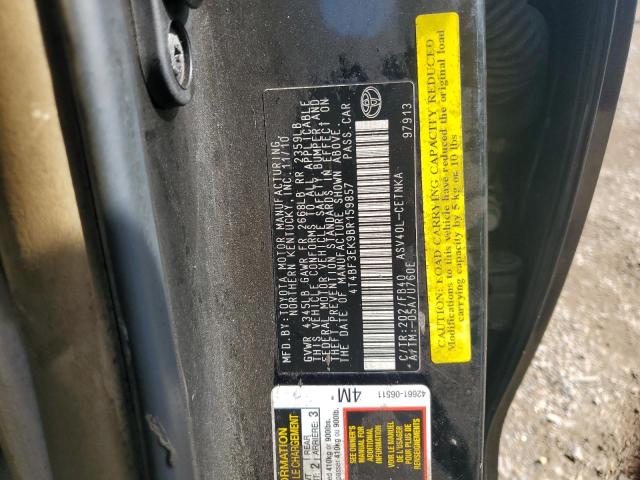 4T4BF3EK9BR159857 - 2011 TOYOTA CAMRY BASE 黑色 照片 12