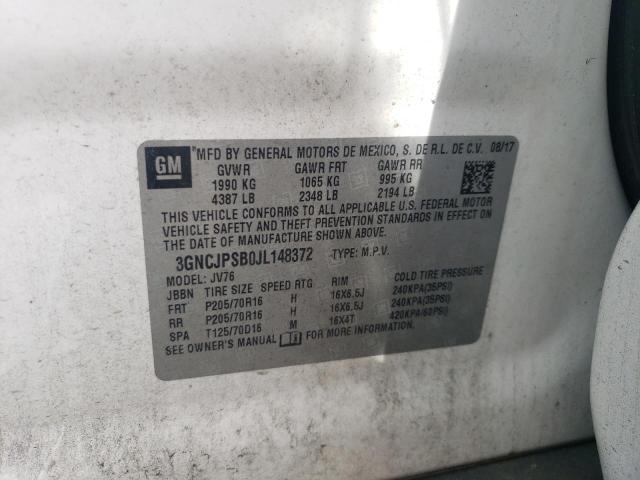 3GNCJPSB0JL148372 - 2018 CHEVROLET TRAX 1LT WHITE photo 13