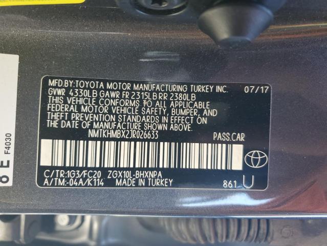 NMTKHMBX2JR026633 - 2018 TOYOTA C-HR XLE Gris photo 13