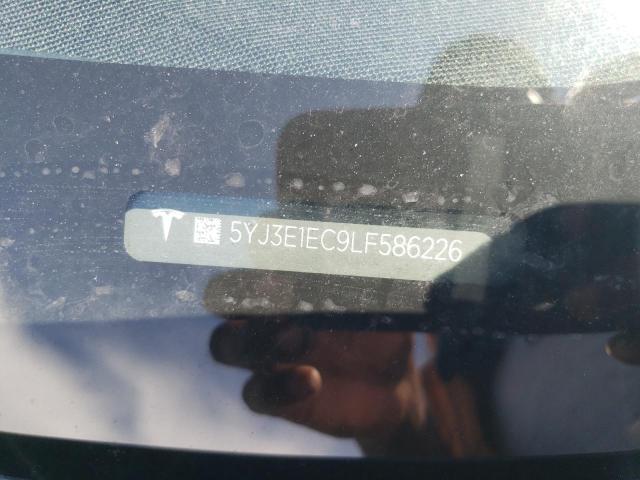 5YJ3E1EC9LF586226 - 2020 TESLA MODEL 3 GRAY photo 12