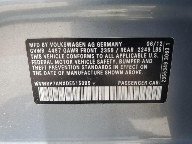 WVWBP7ANXDE515085 - 2013 VOLKSWAGEN CC SPORT ლურჯი ფოტო 13