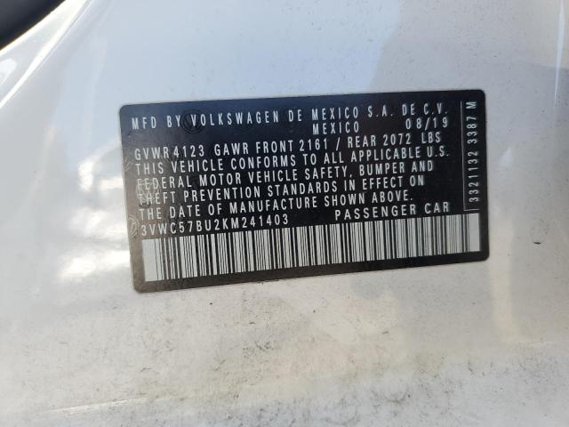 3VWC57BU2KM241403 - 2019 VOLKSWAGEN JETTA S 白色 照片 13