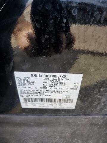 1FM5K7D87JGC83574 - 2018 FORD EXPLORER XLT Қара фото 12