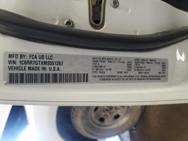 1C6RR7GTXMS551267 - 2021 RAM 1500 CLASSIC SLT Blanco foto 13