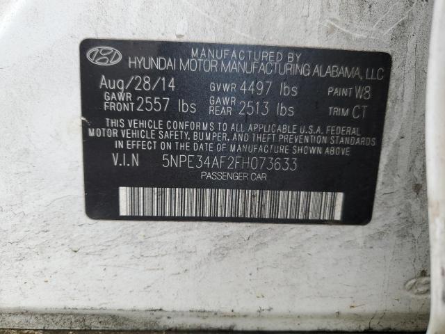 5NPE34AF2FH073633 - 2015 HYUNDAI SONATA SPORT WHITE photo 13