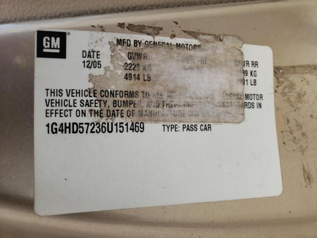 1G4HD57236U151469 - 2006 BUICK LUCERNE CXL GOLD photo 12