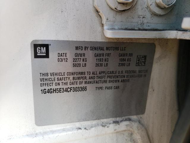 1G4GH5E34CF303366 - 2012 BUICK LACROSSE PREMIUM Кремовый фото 12