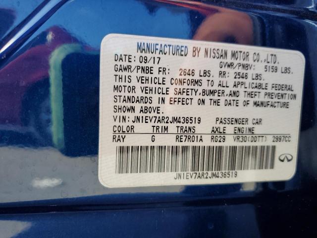 JN1EV7AR2JM436519 - 2018 INFINITI Q50 LUXE BLUE photo 12