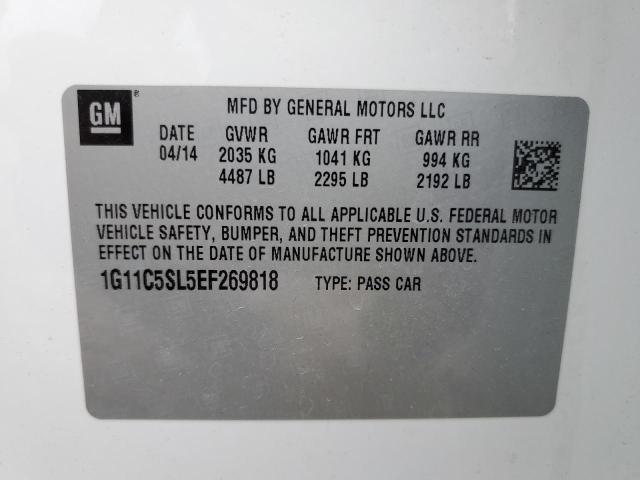 1G11C5SL5EF269818 - 2014 CHEVROLET MALIBU 1LT WHITE photo 12