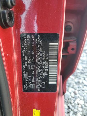 KMHCT4AE2HU284057 - 2017 HYUNDAI ACCENT SE RED photo 13