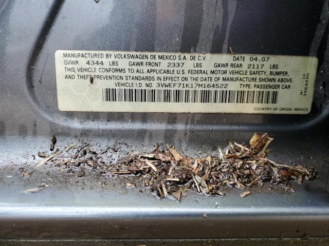 3VWEF71K17M164522 - 2007 VOLKSWAGEN JETTA WOLFSBURG 灰色 照片 12