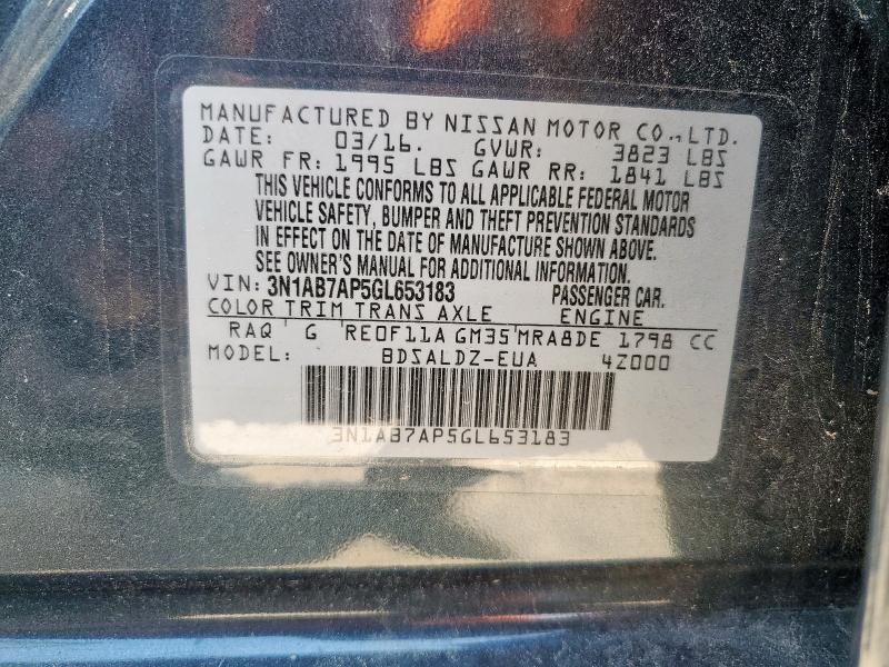 3N1AB7AP5GL653183 - 2016 NISSAN SENTRA S GRAY photo 12